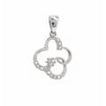 17mm Dije Trébol de Círculos Oro Blanco 14k con Circonios