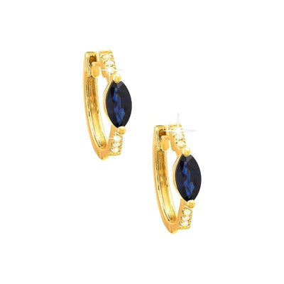 Aretes de Dama Oro 14k Marquesa con Zafiro y Diamantes Naturales