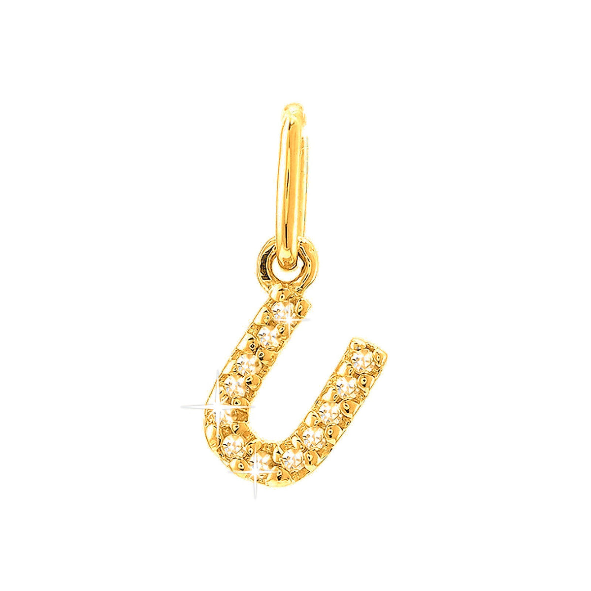 12mm Dije Oro 14k Inicial Pavé con Diamantes Naturales
