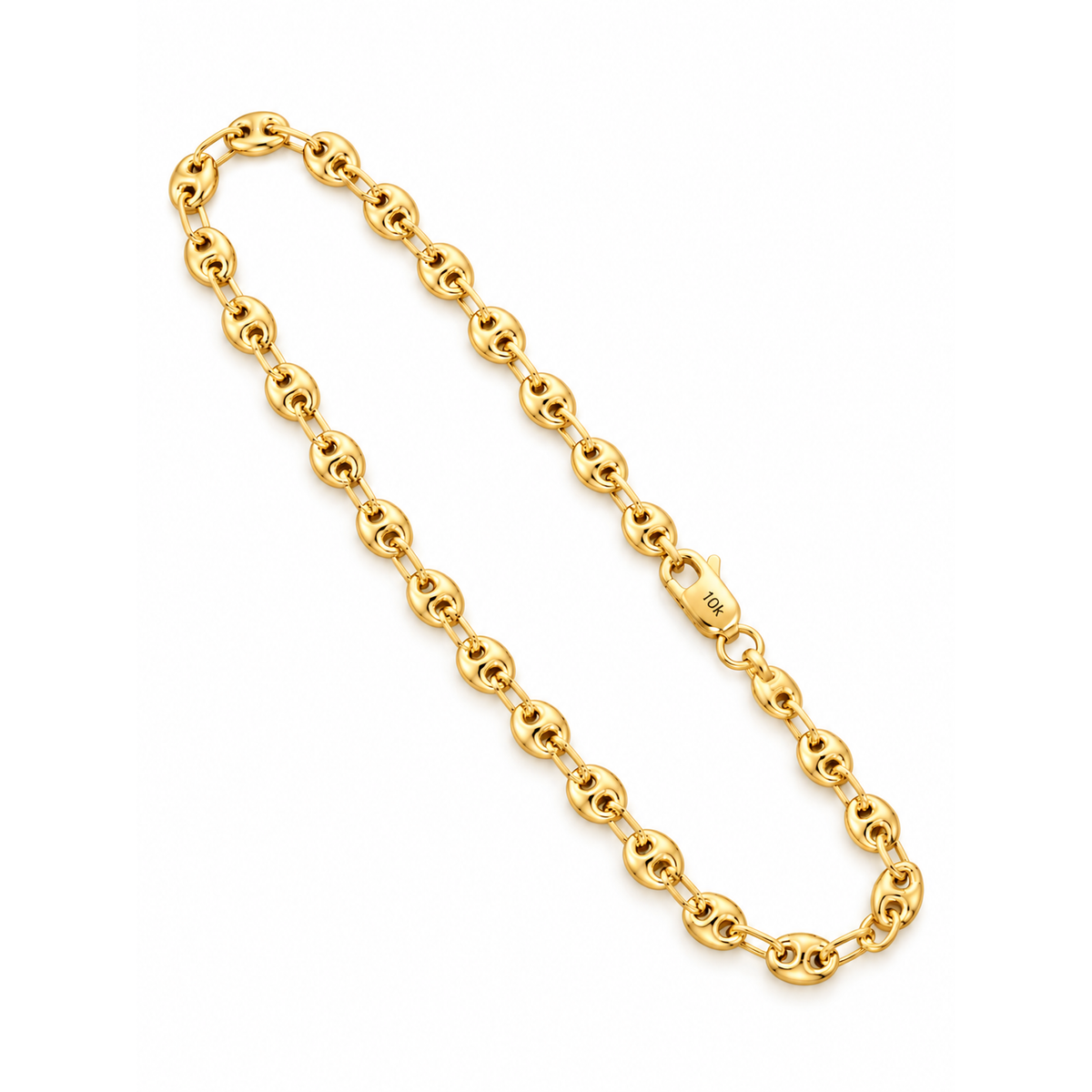 4mm Brazalete de Dama Oro 10k Eslabones Abombados Tipo Mariner