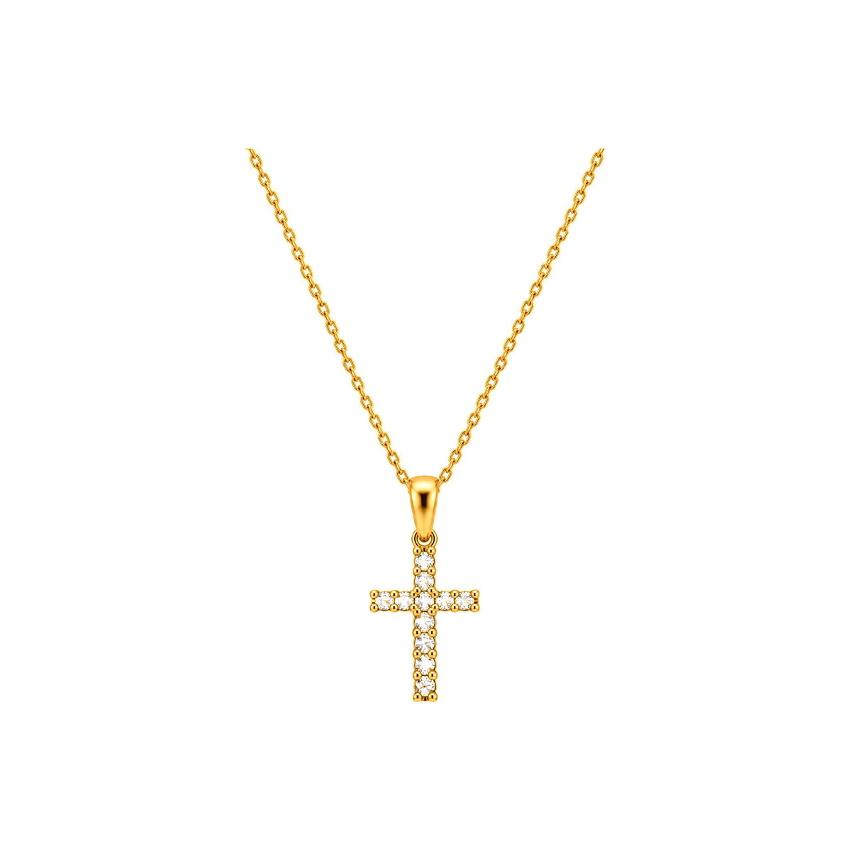 Dije Cruz Oro 14k con Diamantes Naturales