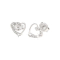 8.2x8.2mm Aretes de Dama Oro Blanco 14k Corazón Pavé con Diamantes Naturales