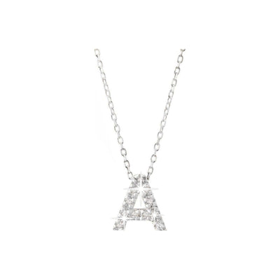 7mm Collar Oro Blanco 14k Inicial Pavé con Diamantes Naturales