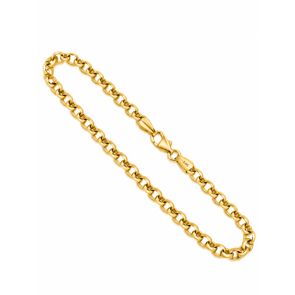 4mm Brazalete de Dama Oro 14k Rolo 7 Pulgadas