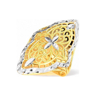 Anillo de Dama Oro 14k Marquesa Filigrana Dos Tonos