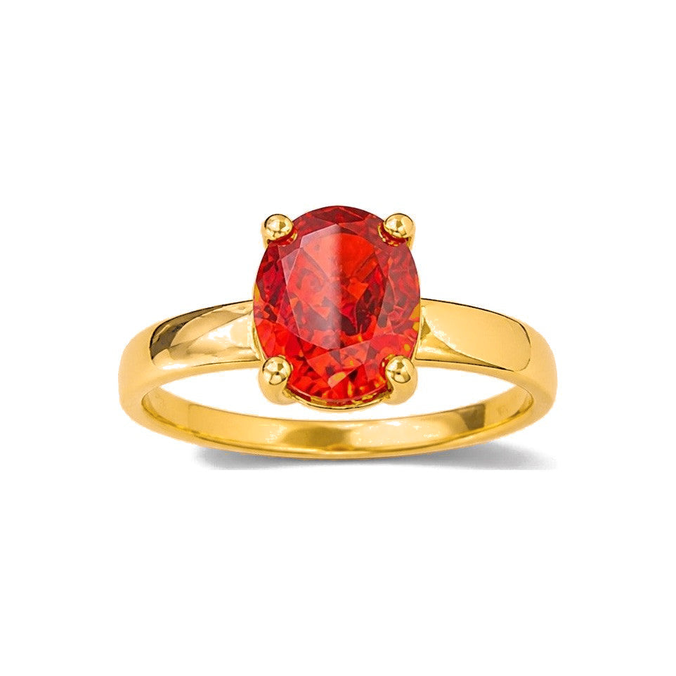 Anillo de Dama Oro 14k Solitario Ovalado Rojo
