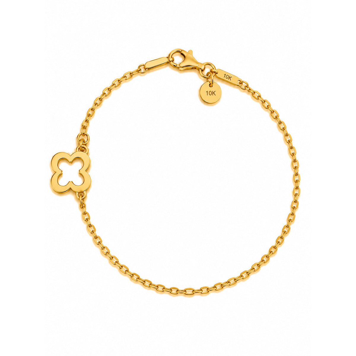 Brazalete de Dama Oro 10k con Dije de Trébol Calado