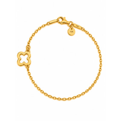 Brazalete de Dama Oro 10k con Dije de Trébol Calado