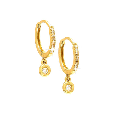 19mm Aretes de Dama Oro 14k Argolla Redondos con Diamantes Naturales