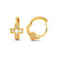 Aretes de Dama Oro 10k Aro Cruz Circonios