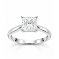 Anillo de Matrimonio Dama Solitario Cuadrado Banda Lisa Moissanite 3ct S925