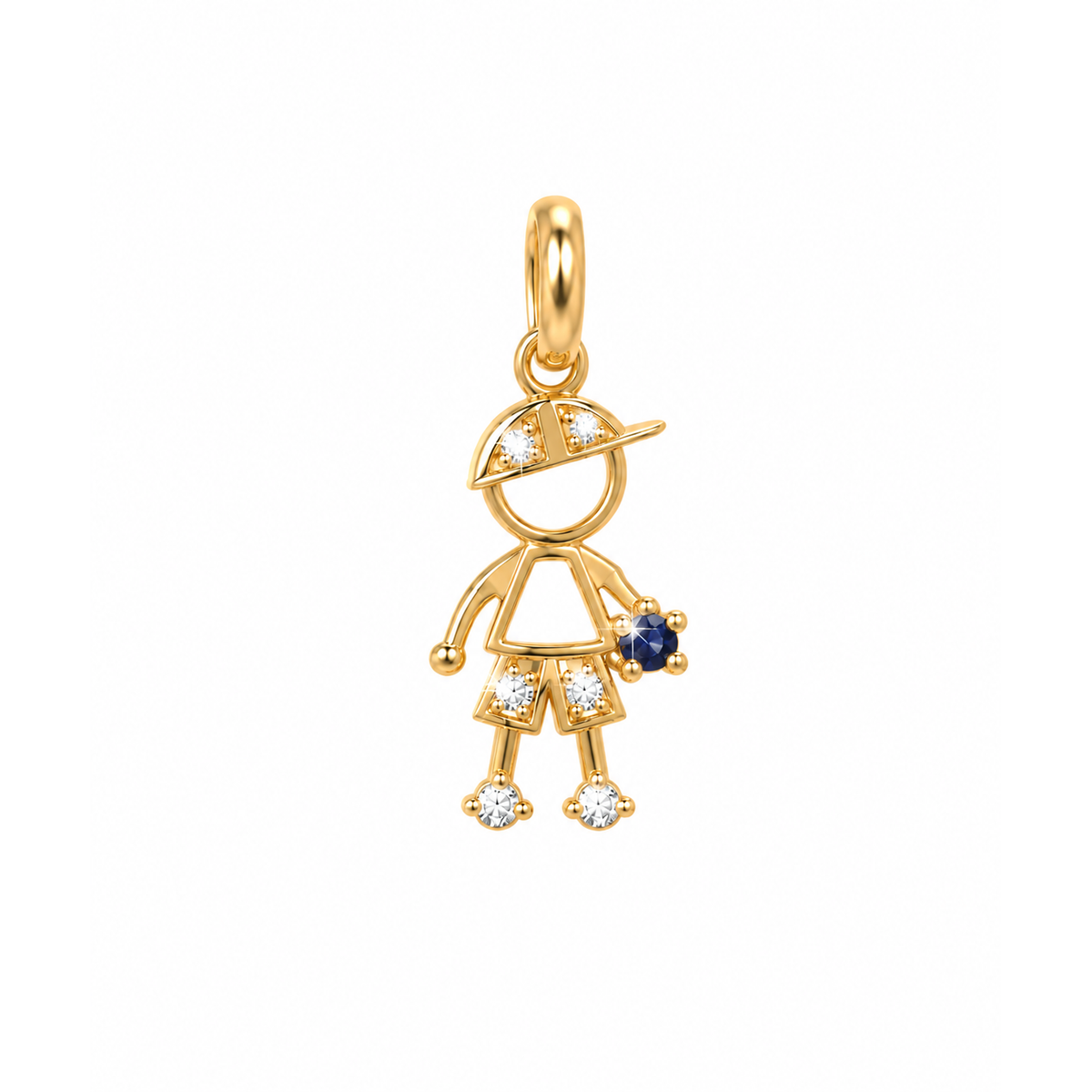 Dije Niño Calado Oro 14k con Zafiro y Diamantes Naturales