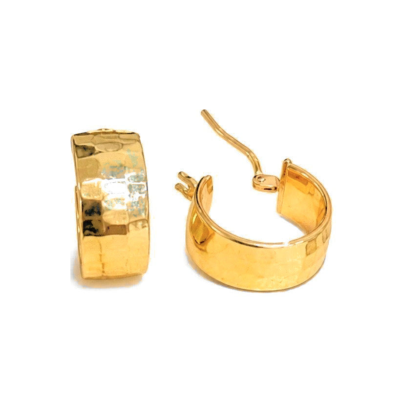 Aretes de Dama Oro 10k Aro Ancho Martillado Curvo