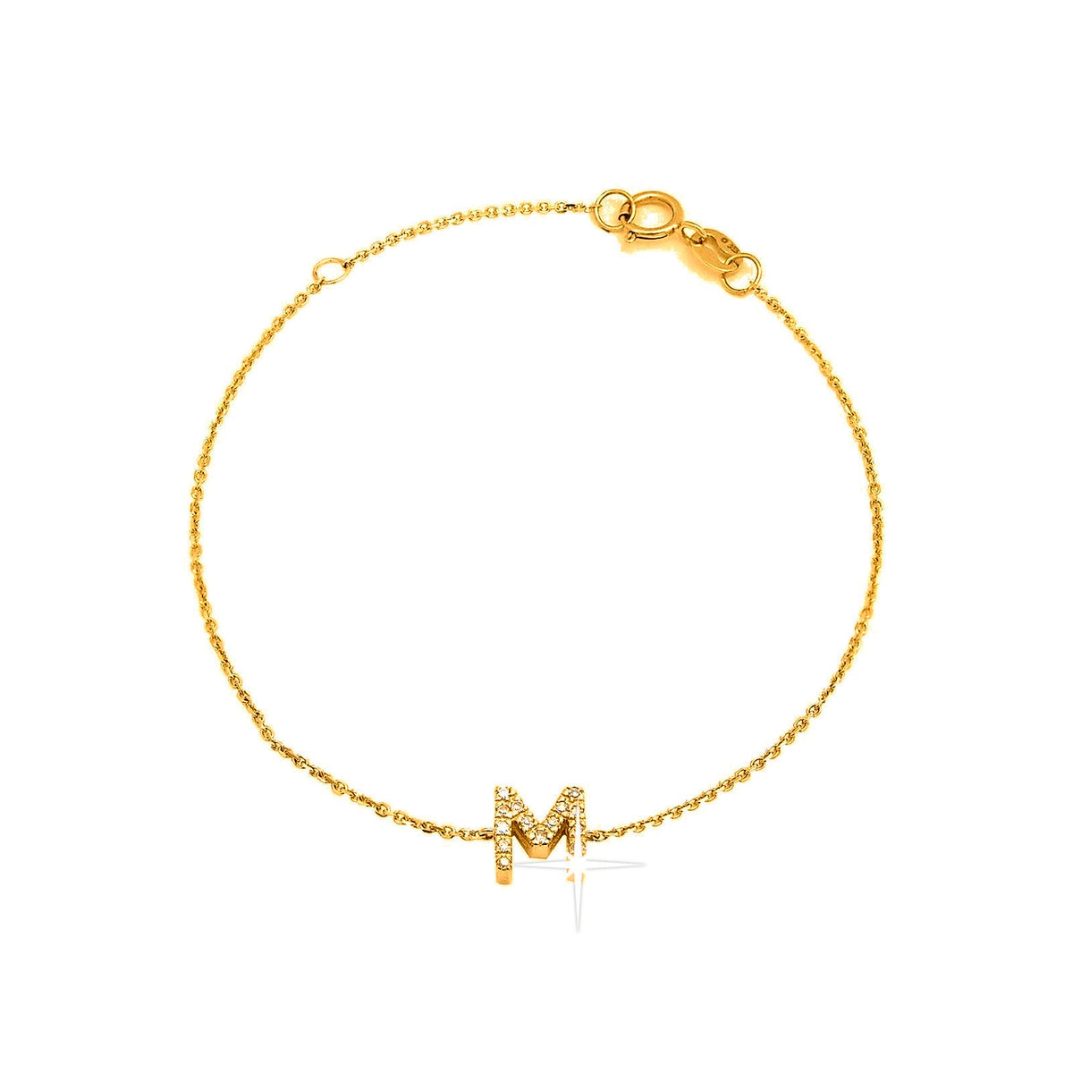 Brazalete de Dama Oro 14k Inicial con Diamantes Naturales