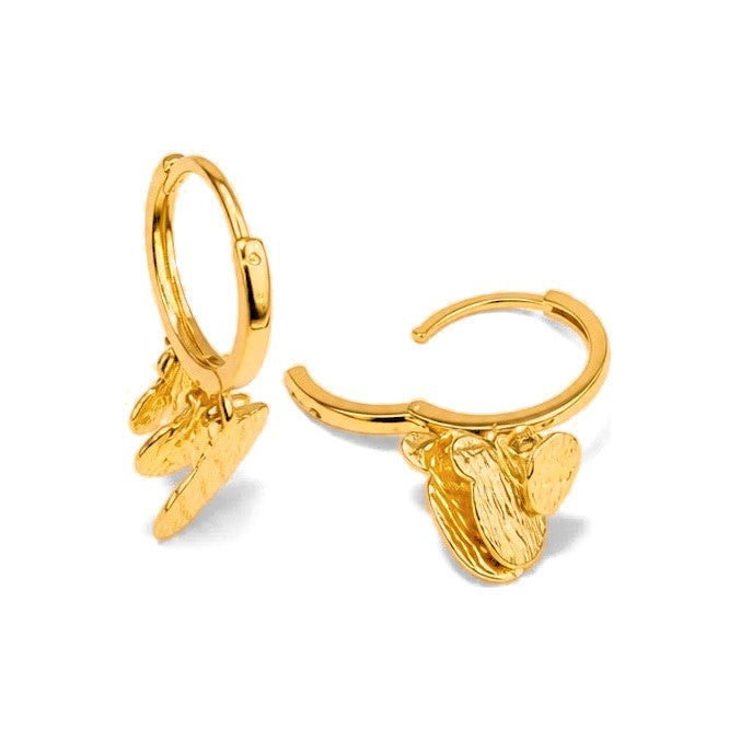 Aretes de Dama Oro 10k Aro con Dijes Texturizados