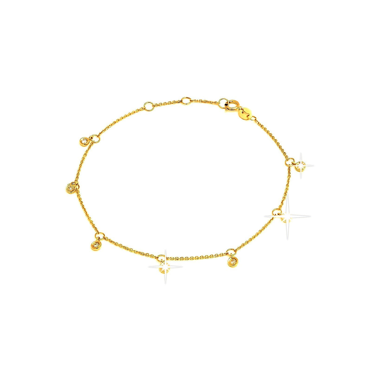 Brazalete de Dama Oro 14k Redondos con Diamantes Naturales