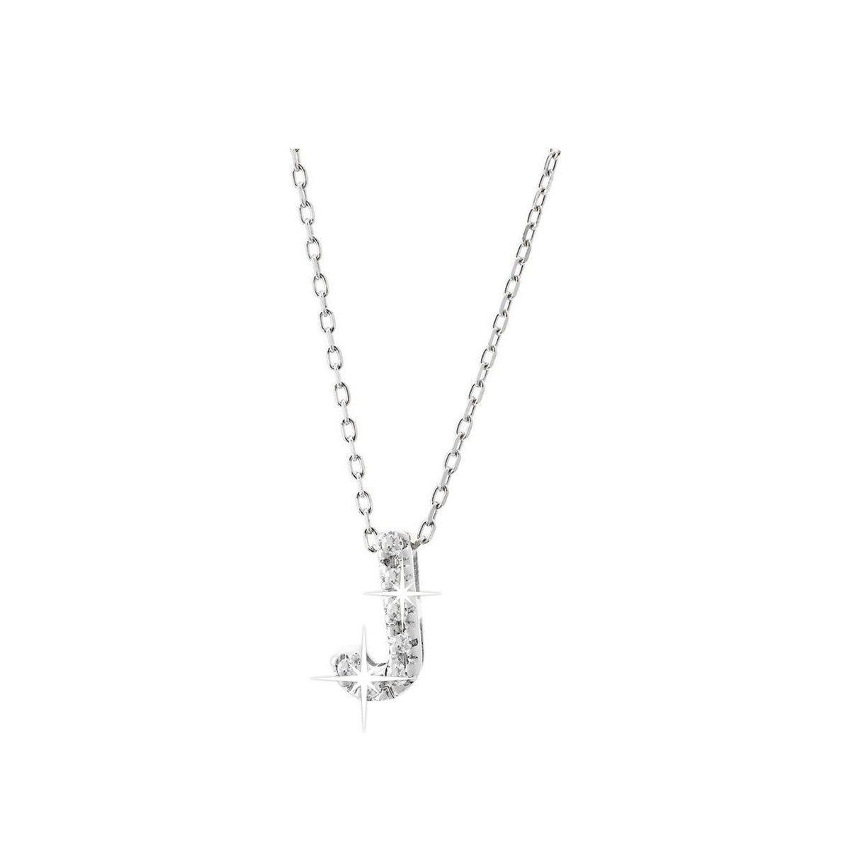 7mm Collar Oro Blanco 14k Inicial Pavé con Diamantes Naturales