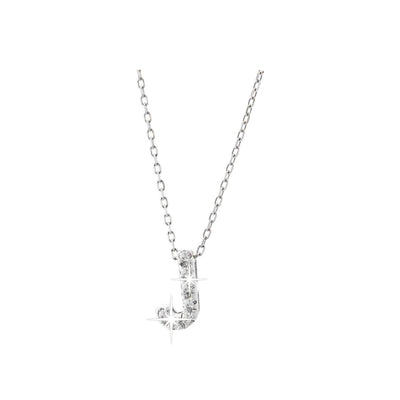7mm Collar Oro Blanco 14k Inicial Pavé con Diamantes Naturales
