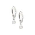 19mm Aretes de Dama Oro Blanco 14k Argolla Redondos con Diamantes Naturales