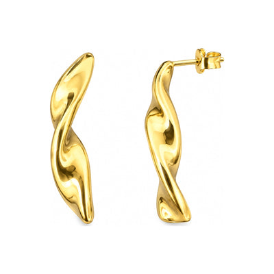 Aretes de Dama Oro 14k Largos Torcidos Pulidos