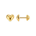 Aretes de Dama Oro 18k Corazón Abultado con Tornillo