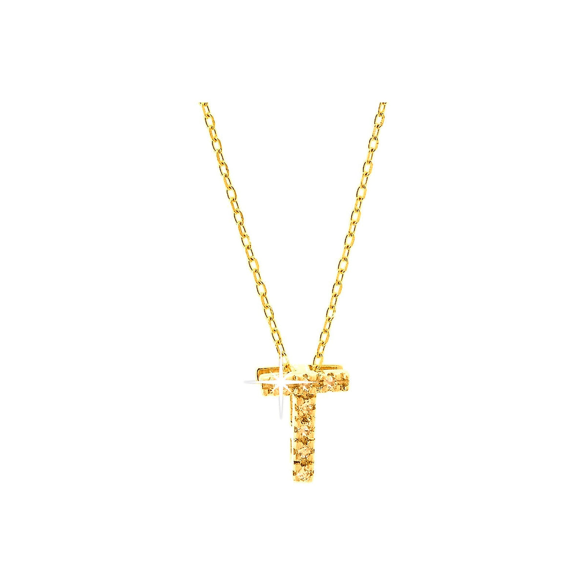 7mm Collar Oro 14k Inicial Pavé con Diamantes Naturales