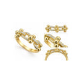 Anillo de Dama Oro 10k Eslabones Pavé con Bolitas
