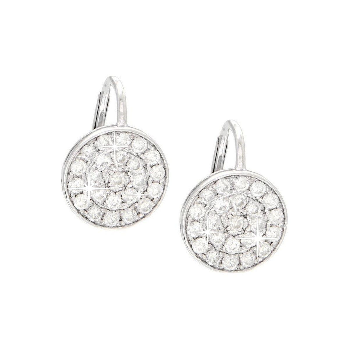 9mm Aretes de Dama Oro Blanco 14k Redondos Pavé con Diamantes Naturales