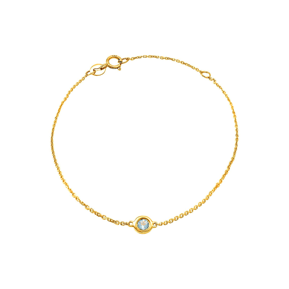 5mm Brazalete de Dama Oro 14k Redondos con Aguamarina