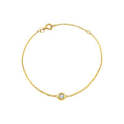 5mm Brazalete de Dama Oro 14k Redondos con Aguamarina