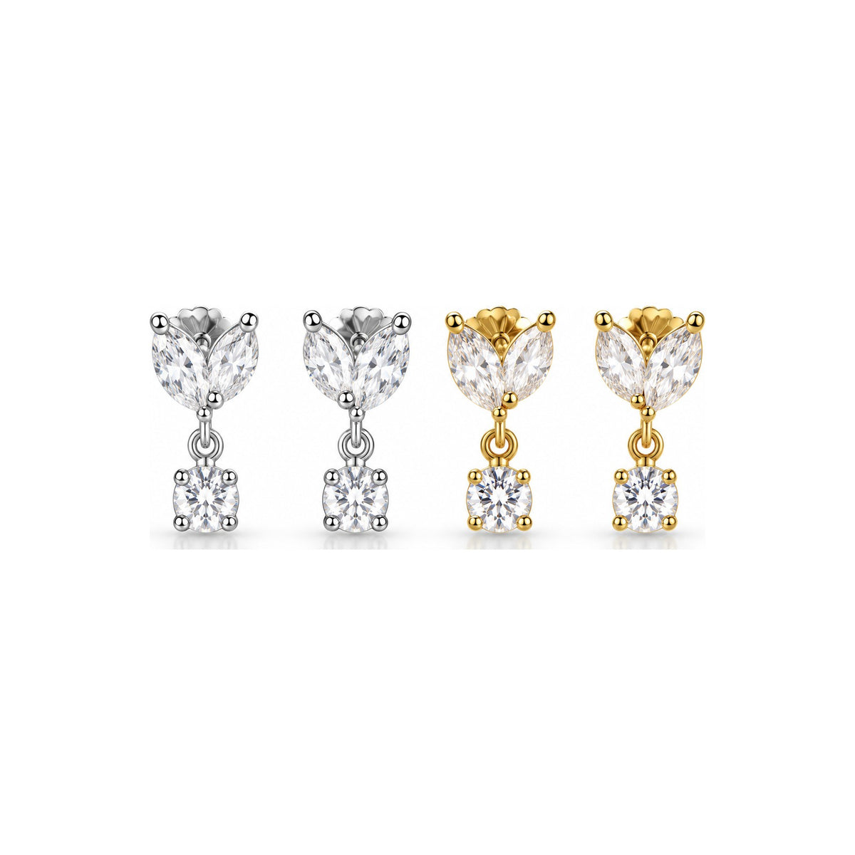 Aretes Tres Piezas Colgante Moissanite S925