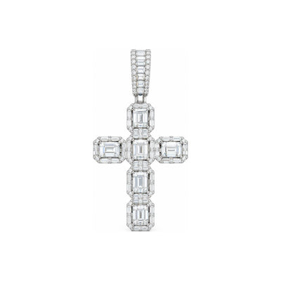 Dije Cruz Moissanite Corte Esmeralda S925