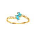 Anillo de Dama Oro 14k Marquise Azul