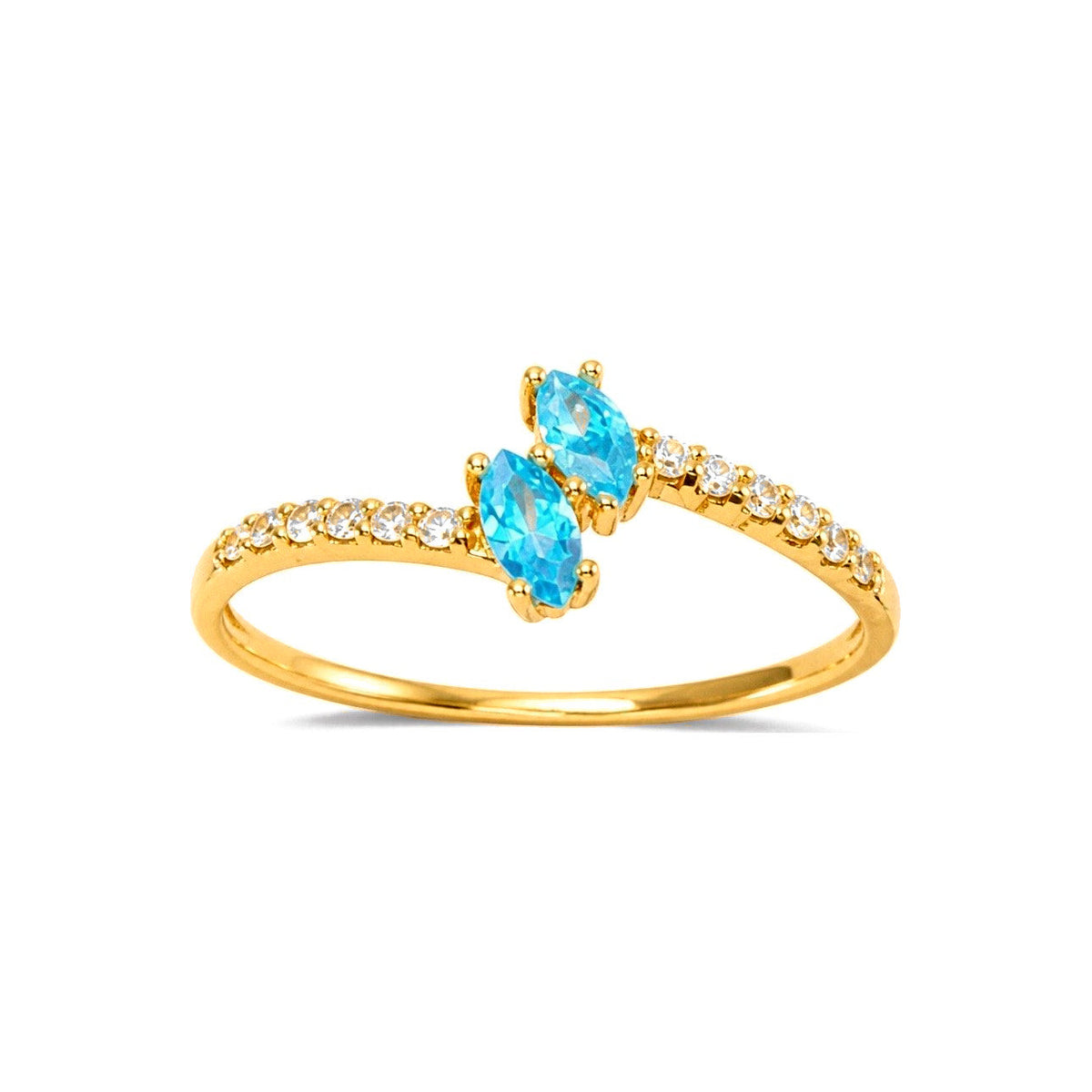 Anillo de Dama Oro 14k Marquise Azul