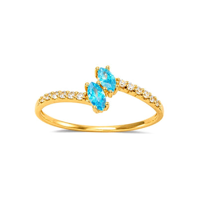Anillo de Dama Oro 14k Marquise Azul