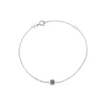 5mm Brazalete de Dama Oro Blanco 14k Redondos con Amatista