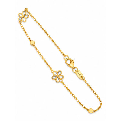 Brazalete de Dama Oro 14k Bicolor con Flores Caladas