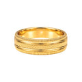 Anillo de Matrimonio de Hombre Oro 10k Banda Texturizada con Filo Grabado