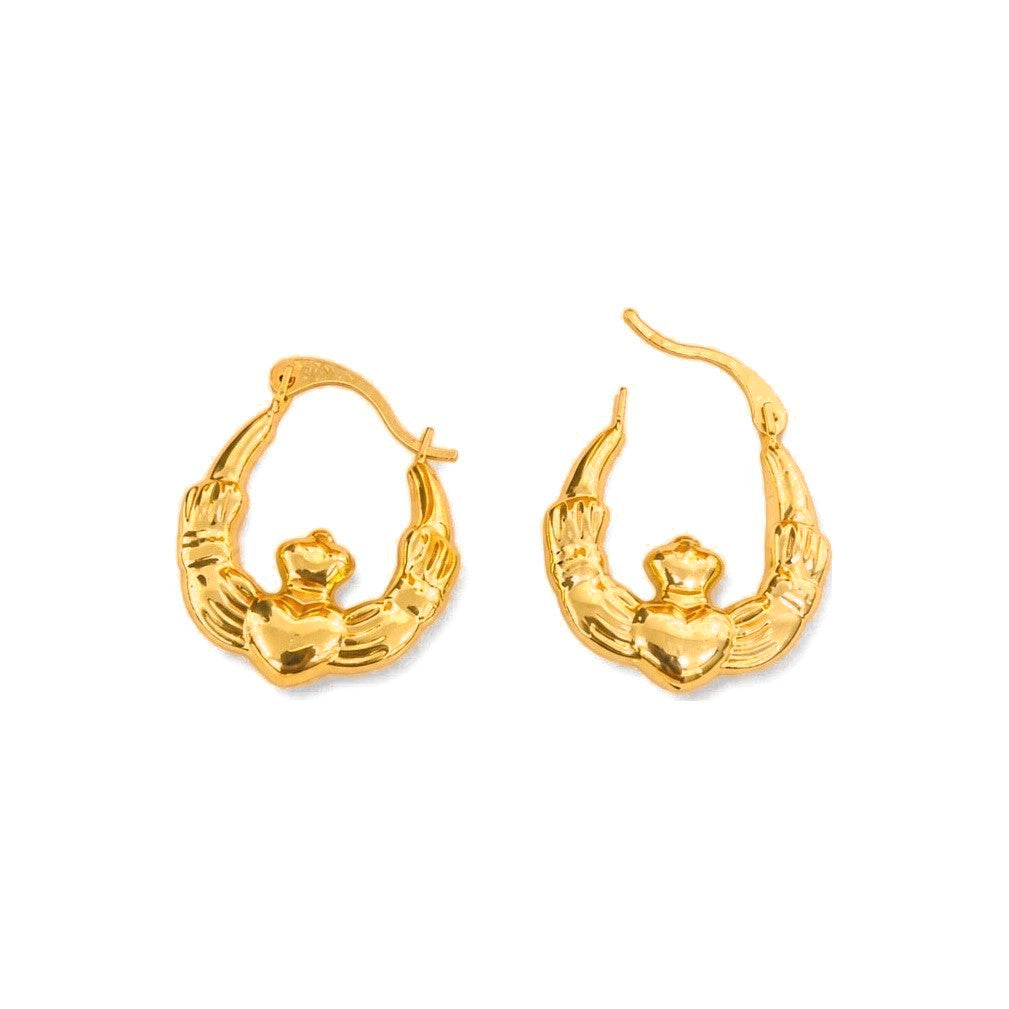 Aretes de Dama Oro 14k Aro Claddagh