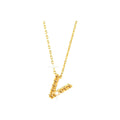 7mm Collar Oro 14k Inicial Pavé con Diamantes Naturales