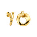 Aretes de Dama Oro 14k Aro Remolino Abombado