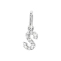 12mm Dije Oro Blanco 14k Inicial Pavé con Diamantes Naturales