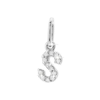 12mm Dije Oro Blanco 14k Inicial Pavé con Diamantes Naturales