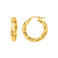 Aretes de Dama Oro 10k Argolla Torcida Gruesa Pulida