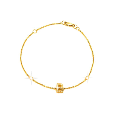 7mm Brazalete de Dama Oro 14k Inicial Pavé con Diamantes Naturales