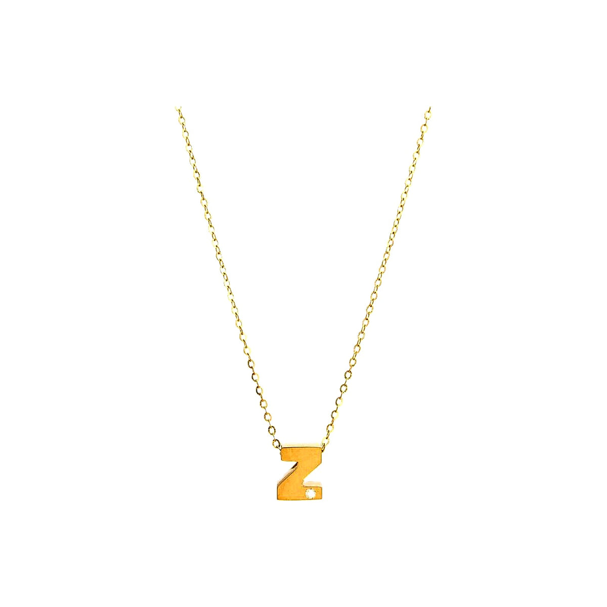 8mm Collar Oro 14k Inicial con Diamantes Naturales