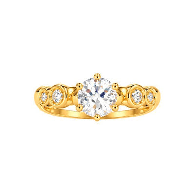 Anillo de Matrimonio para Dama Oro 10k Solitario Redondo con Bezels Laterales
