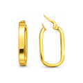Aretes de Dama Oro 14k Argolla Rectangular Lisa