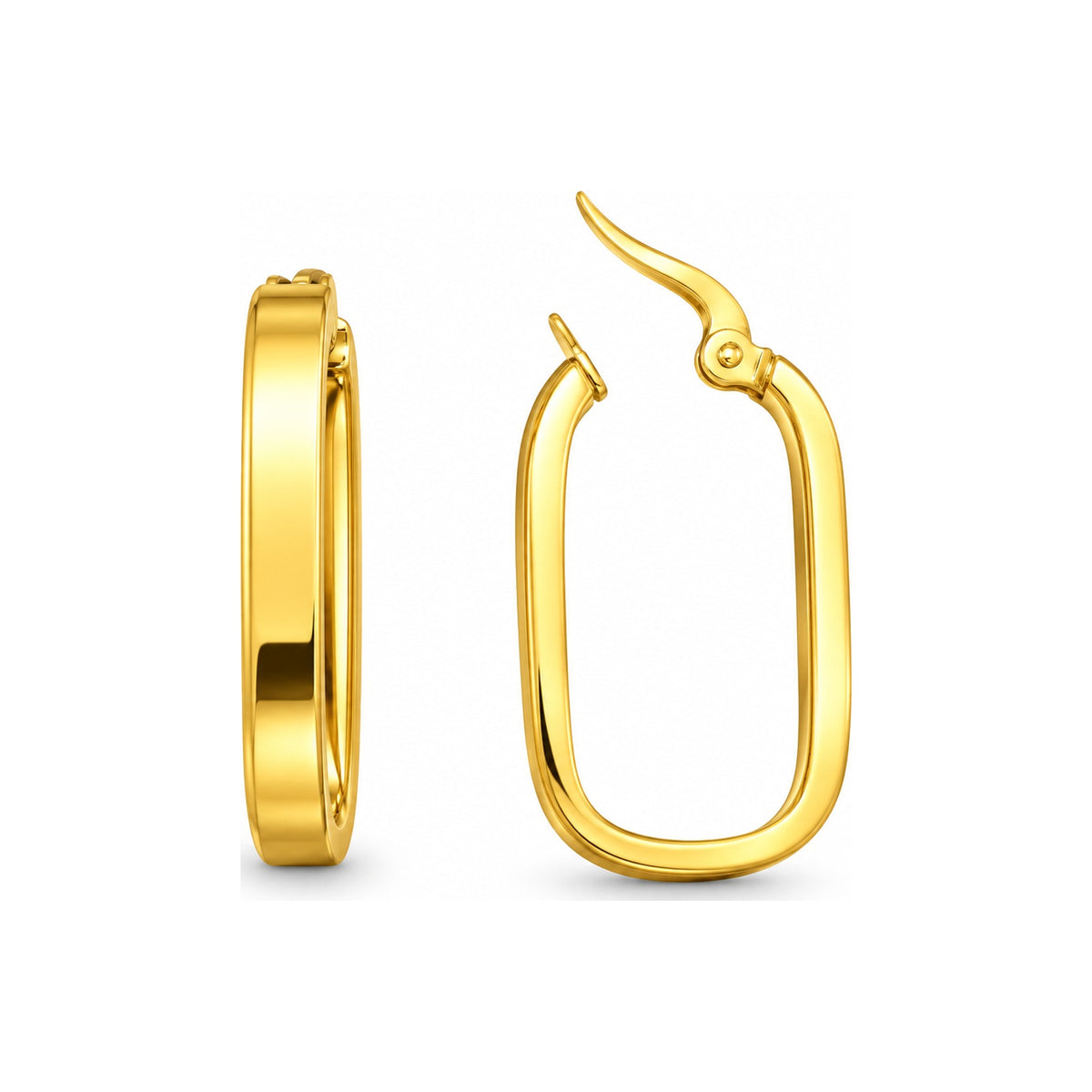 Aretes de Dama Oro 14k Argolla Rectangular Lisa