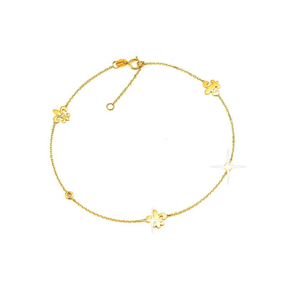 Tobillera Oro 14k con Diamantes Naturales